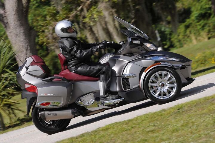 Can-Am has revised the cosmetics of the new Spyder RT, giving it a slightly flatter and narrow look.