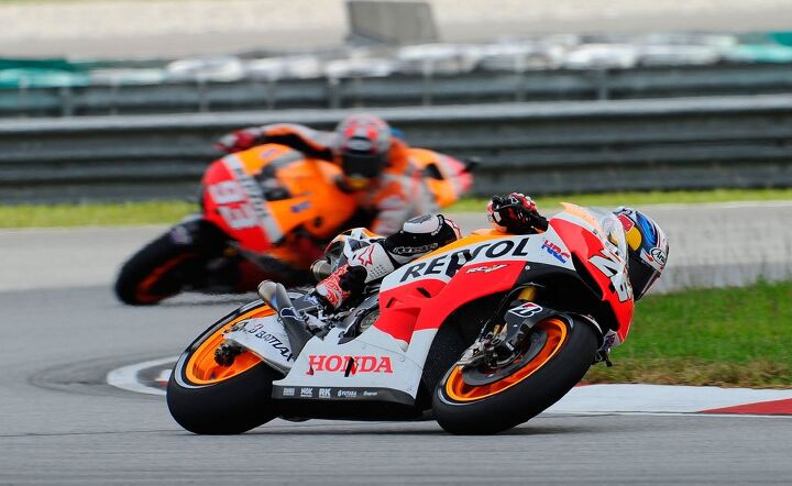 Rather than making an unnecessary charge on teammate Dani Pedrosa, Marc Marquez stayed back and rode a safe second at Sepang.
