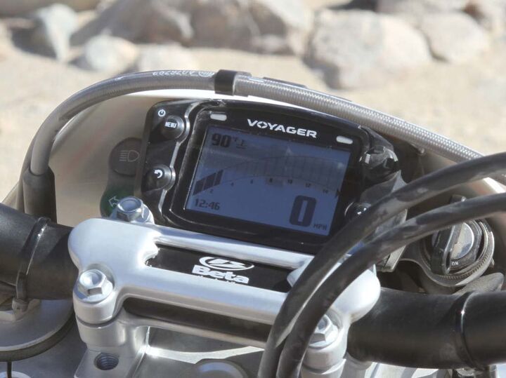 The Beta’s Trail Tech Voyager GPS/instrument panel is one of our favorite highlights on the 520 RS. It’s flat awesome!