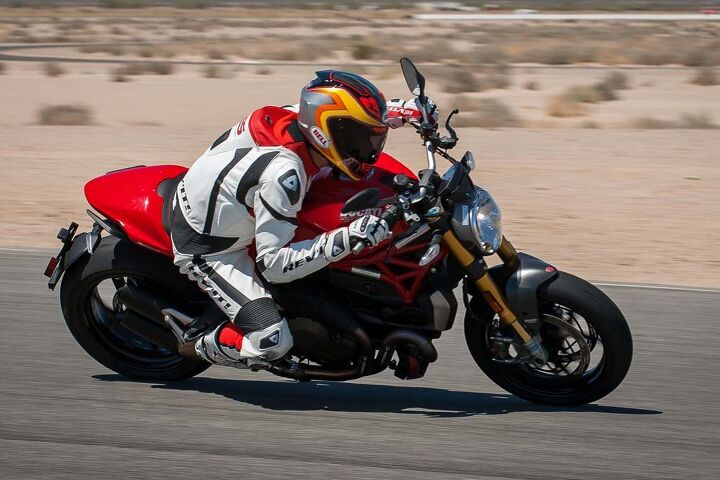 On a medium-speed track like Chuckwalla, even the mighty KTM would briefly lose ground on the Monster on corner exits.