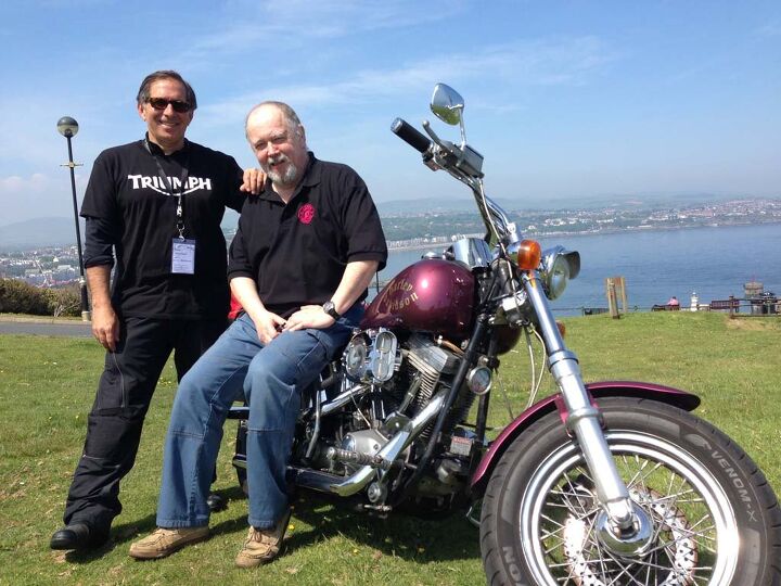 Me with Manx Radio star Stu Peters and his cherished H-D, ‘Roxanne.’