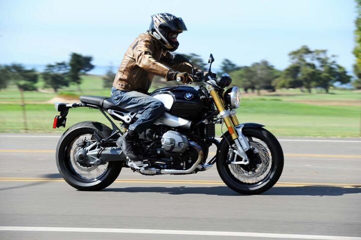 The nineT’s riding position is leaned forward further than expected, but the overall ergonomics are quite functional. 