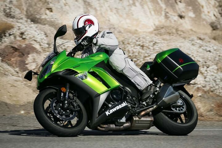 How did the Kawi get into a brawl with two sport-adventure-tourers? Our shootout requirements demanded hard luggage and chain drive. Honda’s new Interceptor was meant to be included to help balance the equation of traditional sport-touring vs sport-adventure-touring, but an example with bags was unavailable at the time of testing.