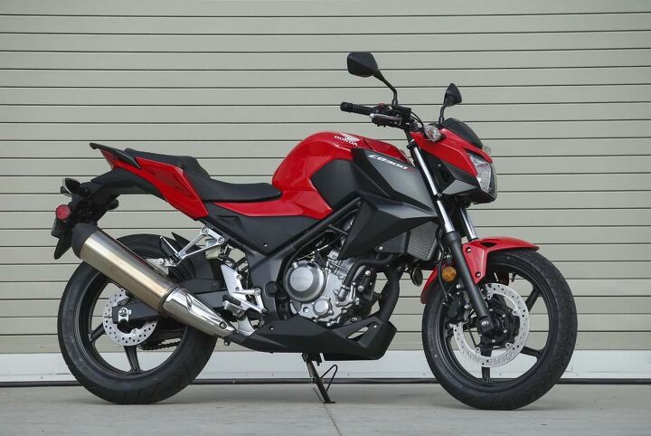 If the CBR300R has too much bodywork for you, try the CB300F. The naked version of the CBR300R, it should be in dealers by mid-September.