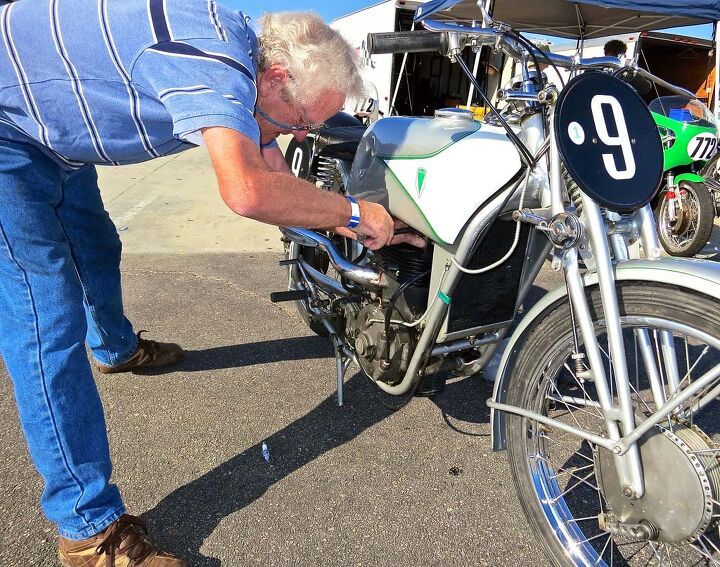 The supercharged 1938 DKW 350 requires numerous plug checks. The fifth cylinder, on the bottom, acts as the pressure pump.