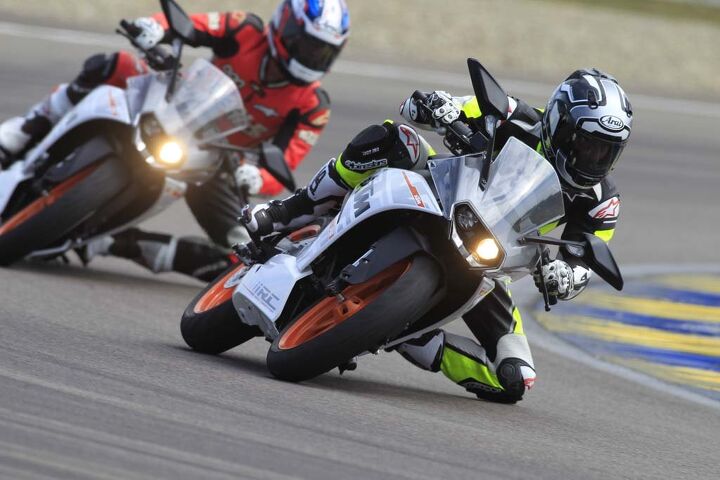 Do not think that dicing with your buddies on a 40-horse sportbike can’t be riotously fun! Rich dudes will be able to buy at least four RC390s for the price of a Panigale R.