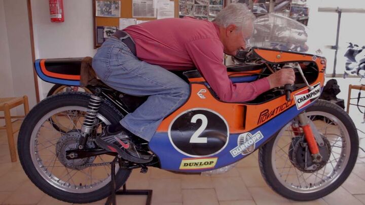 Eugenio Lazzarini won three world championships including the 125cc title in 1978 on a Morbidelli Benelli Armi bike.