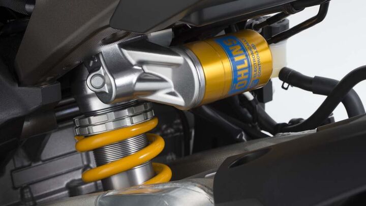 The Ohlins Electronic Racing Suspension has three manual modes where a rider can fine tune the settings