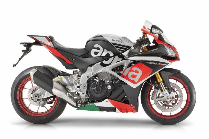 Aprilia is offering a limited-edition run of 500 units called the RSV4 RF, recognizable by its "Superpole" color scheme.