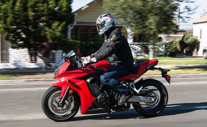 The forward tilt of the Honda’s rider is plain to see, though the increased legroom might be less noticeable.