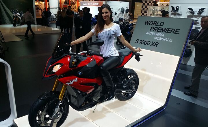 The BMW S1000XR on display at EICMA.