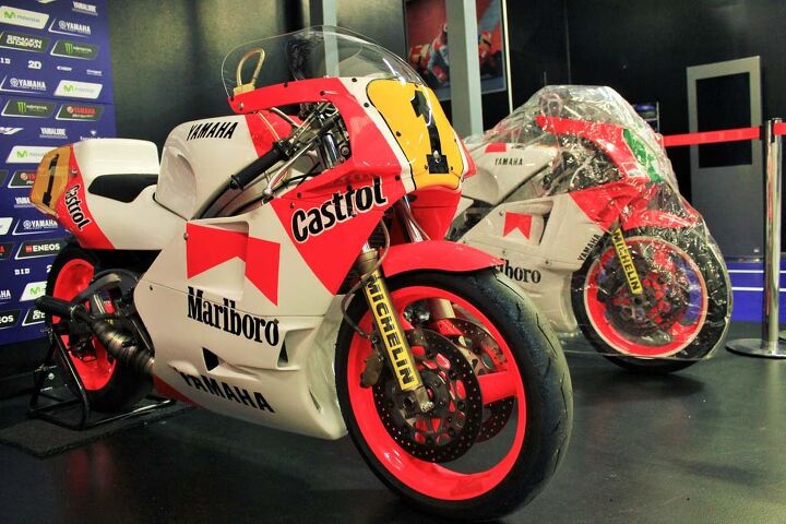 YMR also houses a few vintage racing machines, including this OW81 YZR500 that Eddie Lawson rode to the 500cc Grand Prix title 1986, his second of three with Yamaha.