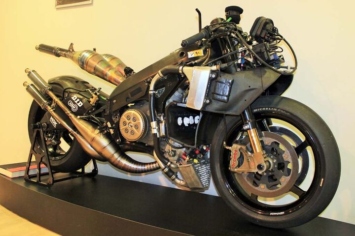 This was Carlos Checa’s YZR500 from 2001, the final iteration of Yamaha’s two-stroke GP bikes before transitioning to the four-stroke M1 in 2002.