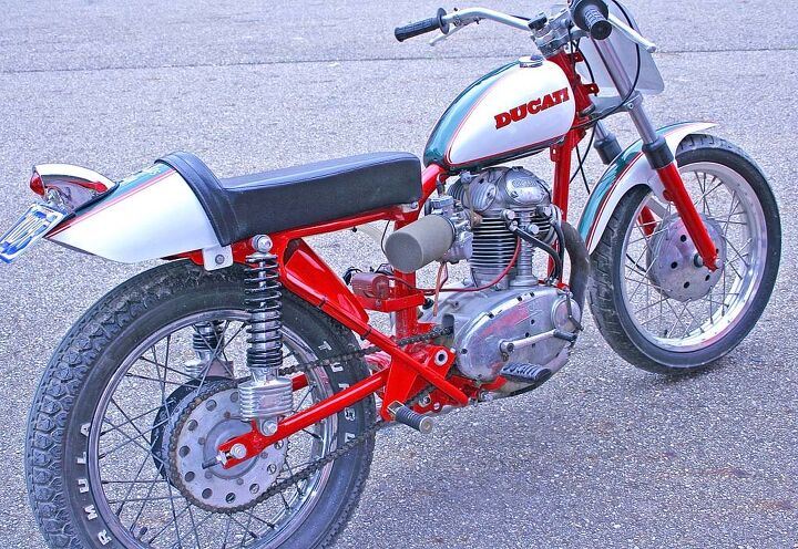 The 1962-64 4-speed Scramblers, commonly called "narrow-case" models, are sometimes still seen at vintage races. This custom is one of several owned by Ed Sensenig of Pennsylvania.
