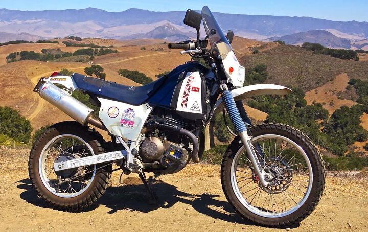 While Ducati asserts that the new Scrambler is the logical extension of the original, it ain't a 250 or even a 450. So the author labeled his own street/dirt scratcher in memory of the old Single, kinda like a tribute band. The Honda NX250 weighs 250 pounds and makes 25 horsepower at the rear wheel. And it makes Rafferty smile just like his old Ducati.