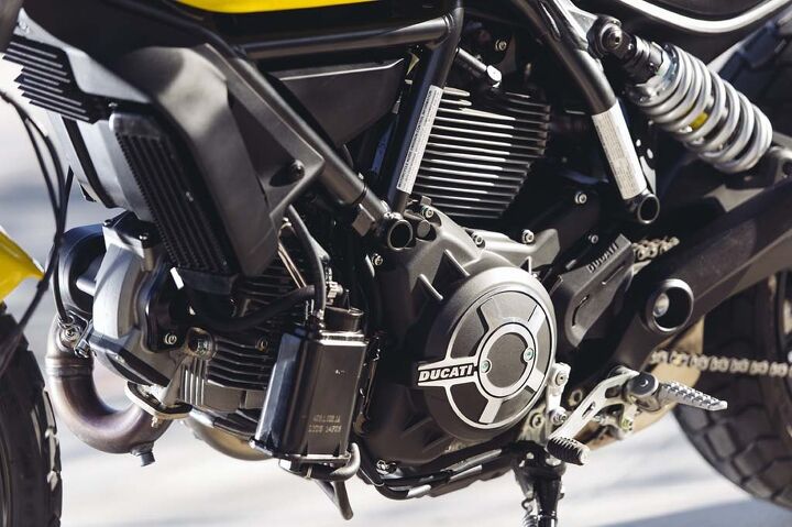 All four Scramblers share the 803cc, air-cooled, two-valve, V-Twin seen in the Monster 796 and Hypermotard. It’s a great engine, though the Scrambler’s on/off throttle transition can be a little sharp.