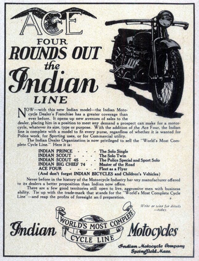 1927 Indian Ad – Ace Four – “Fleet as a Flyer”