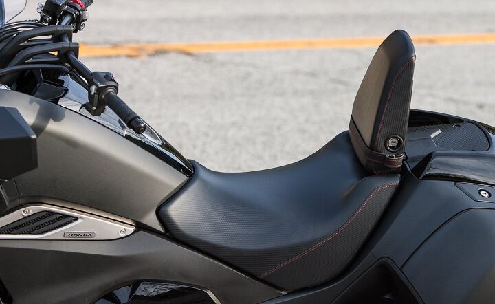 The backrest converts to the pillion with a turn of the ignition key.