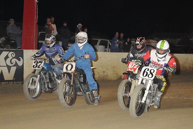 Petty regularly battles with a pack of competitors on gasoline-powered motorcycles at Perris Raceway, and he often wins. Photo by Janice Blunt