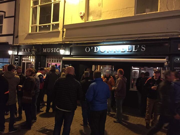 Strand Street in Douglas is the main shopping drag by day, the main drinking drag by night. O’Donnells rocks.