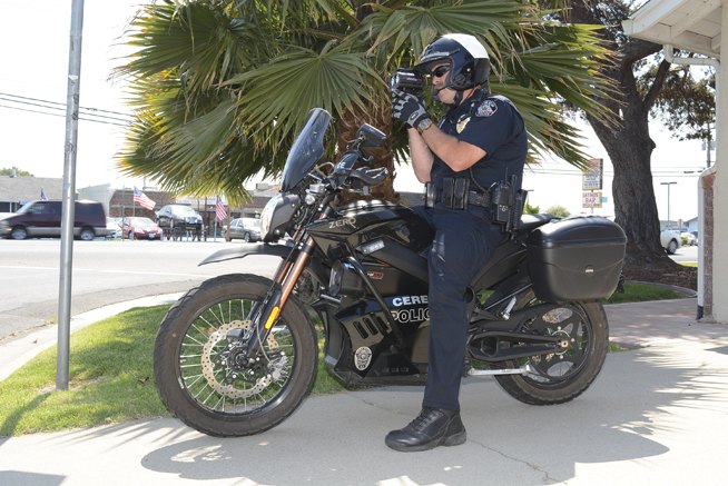 Like the Harley’s, the Zeros are assigned to Ceres’ traffic division. Here, Sergeant Coley monitors traffic speeds using a Lidar speed gun, which uses laser technology rather than radar to accurately capture a vehicle’s velocity.