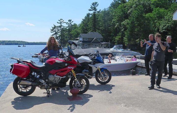 Lake Rosseau, up there in Ontario, Canada, isn’t such a bad place after all, once the rain stops, the lake thaws and the mosquitoes retreat. This one’s the accessorized-out model complete with Akrapovic pipe, hard bags and Big Hair.