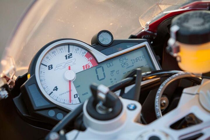 The BMW’s gauge cluster has a lot of info wrapped up in a small LCD screen that Siahaan says is the most intimidating. “I’m sure if this were my only bike and I had a chance to thoroughly read the owner’s manual I’d learn it all, but to simply hop on and ride, it’s confusing.”