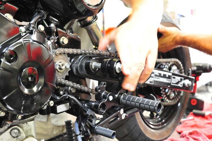 Installation of the rearsets is relatively simple; thread the long bolt through the shift side, then the swingarm, then the rear brake side. Then tighten top and bottom bolts to factory specs. 
