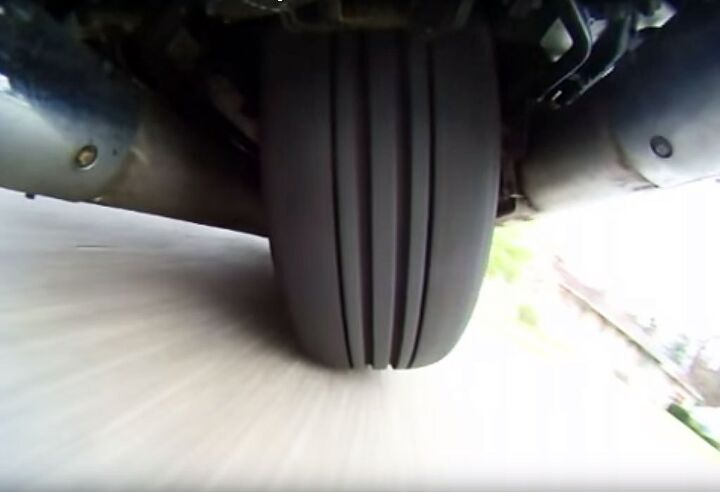 Tom’s rear tire leaning into a turn. Yes, it’s square, but it still leans. You just have to push a little more. If you are old, you may remember motorcycle tires having a much more car-like, squared-off profile than they have today. 