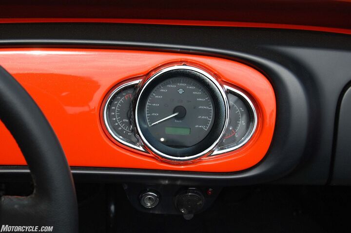 The V13R’s instrument cluster is mounted in the middle of the car and can be difficult to read from the driver’s perspective.