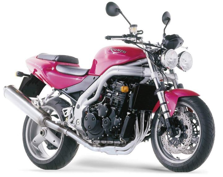 The way we whir: The late-’90s Speed Triple was the Freddie Mercury of motorcycles, especially in Pepto-Bismol Pink.