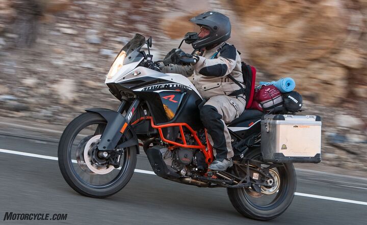 Light makes right, right? The R is the more dirtable model of KTM’s two 1190 Adventure bikes. Not as powerful as the Ducati but weighing significantly less gives the KTM impressive thrust on the street while being far more manageable when off it. 