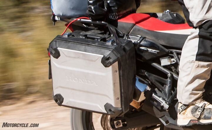 Not as nice or as rugged as the hard luggage attached to the other bikes, the Honda’s bags deserve some props for their continuing endurance after the right one was ripped from its mounts following my Evel Knievel impression. Check out those snazzy chrome latches!