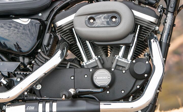 The Roadster might be a different take for The Motor Co., but the 1200cc Evolution engine is unmistakably Harley-Davidson.