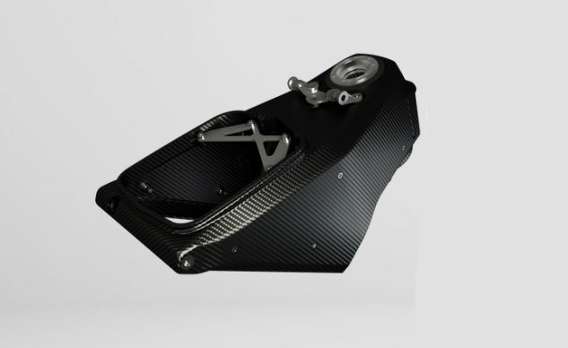 This carbon-fiber piece serves as the main component of the Superleggera's frame and also its airbox
