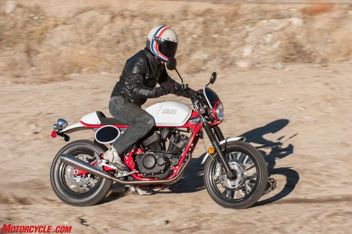 Cafe racers don’t normally play in the dirt, but the Buccaneer Cafe comes equipped with knobby-ish rubber. So play we did! 