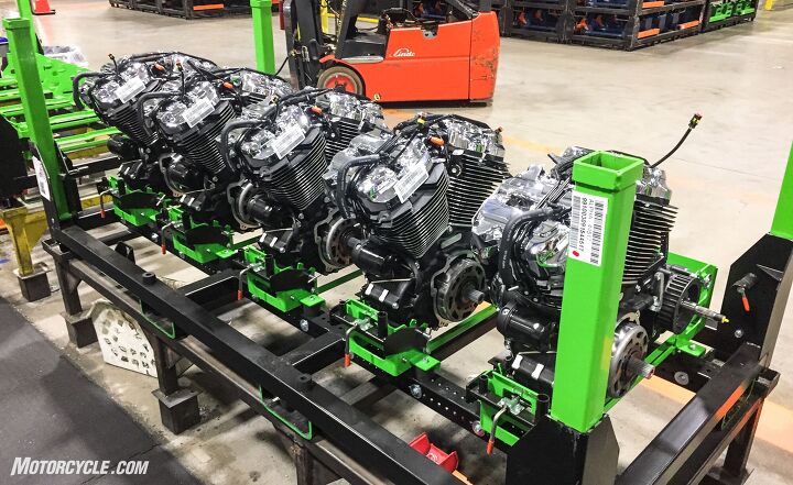 A pallet of completed engines awaiting shipment to the final assembly plant.