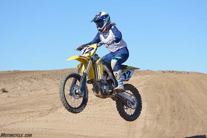 If you’re transitioning from a 250cc four-stroke motocross machine, the Suzuki RM-Z450 may feel the most at home to you. The RM-Z has the smallest-feeling cockpit in the class, but some testers felt it was also the tightest. Low bars and high-mounted footpegs are contributing factors.