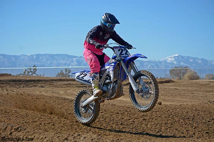 The YZ450F may be the most brutal machine in the class when it comes to aggressive power delivery. The arm-stretching blue bike is fun to ride but can be little taxing on novices and even pros during a long moto.