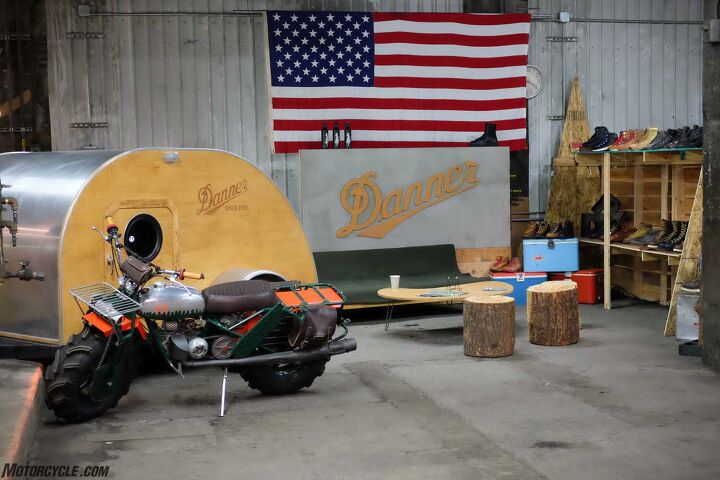 Danner Boots brought their shop feel into the vendor area with stumps and a wee trailer. Because Portland!
