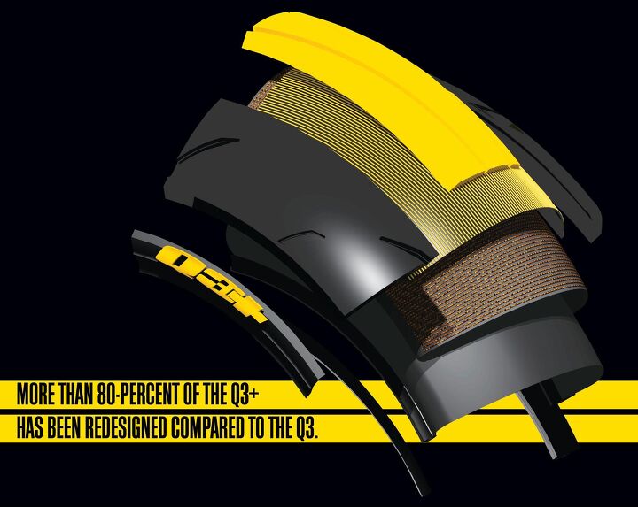 Dunlop says Carbon Fiber Technology (CFT) carbon fiber reinforcement in the sidewalls means exceptional cornering stability at high lean angles, responsive and precise steering, and predictable, smooth transitions.