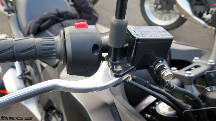 Other areas of economic downsizing occur in the non-adjustable brake lever, disco-era master cylinder...