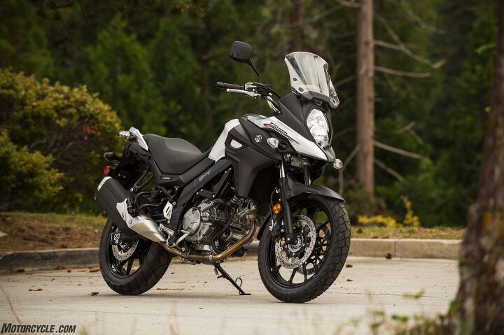 … and the base model, in Glacier White with 19- and 17-inch cast wheels (lighter than before) for $8,799. Both roll on the same Bridgestone dual-sport tires.