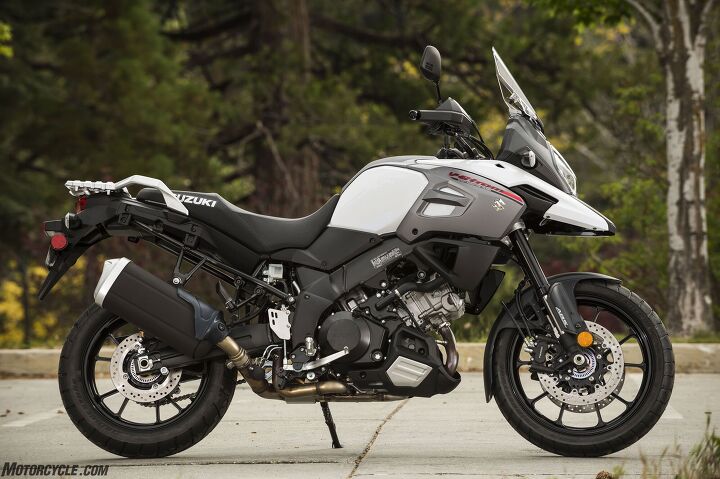 Your base model V-Strom 1000 makes do with lighter, 10-spoke cast wheels. With an MSRP of $12,699, it’s $600 less than the base Honda Africa Twin and $300 less than a Kawasaki Versys 1000 LT. Suzuki says FEM analysis allowed the new twin-spar frame to be 13% lighter than before, while a subtle restyle gives a cleaner look.