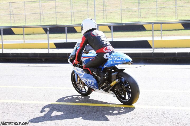 Six times Australian 125 GP Champion and ex-World 125 GP rider Peter Galvin was extremely fast on the bike and loved every second of his sessions.