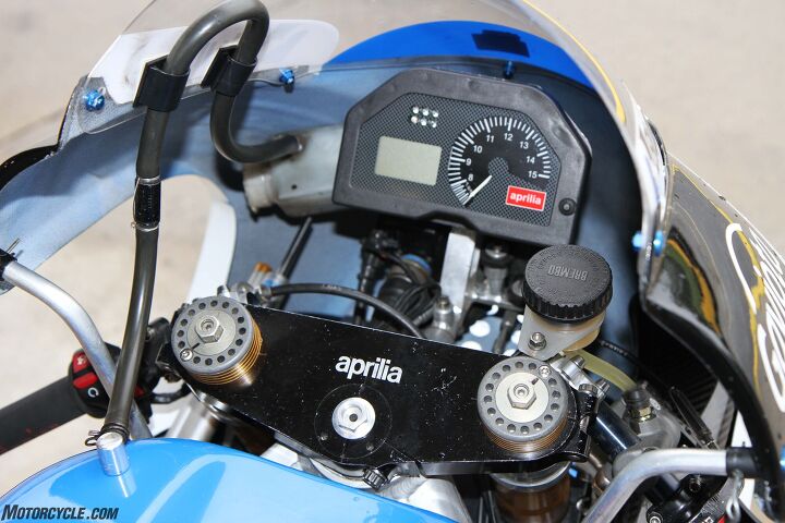 This is the proper factory dash that is as high tech as anything on a modern street sportbike. The machine has full telemetry and even traction control.