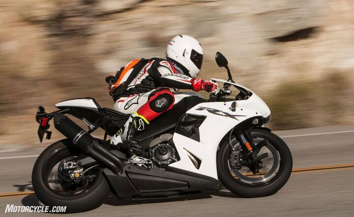 Ridden in a vacuum the EBR is a ferociously fun, high-performing superbike. It’s only when measured against its contemporaries that it falls short. “Sad they lost a few years of development fighting financial problems instead,” says John Burns.