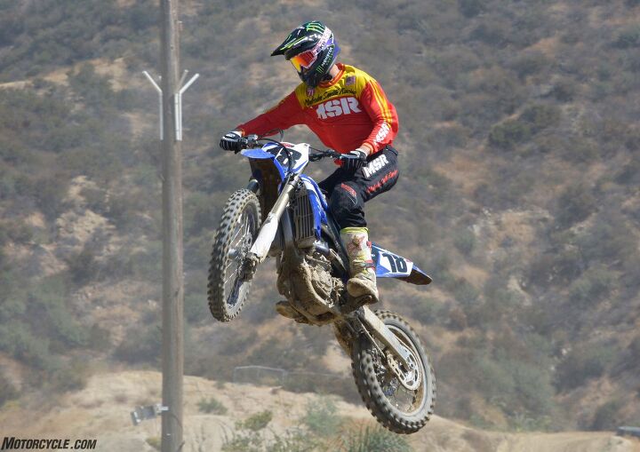 The Yamaha’s powerhouse engine makes it easy to take flight over just about any of Glen Helen’s Raceway’s numerous jumps.