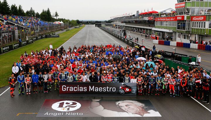 The MotoGP community honored the late Angel Nieto who passed away last week.