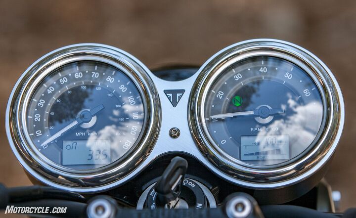 The numerals are a little small, but all the info is there. Also Rain and Road modes, TC and ABS.